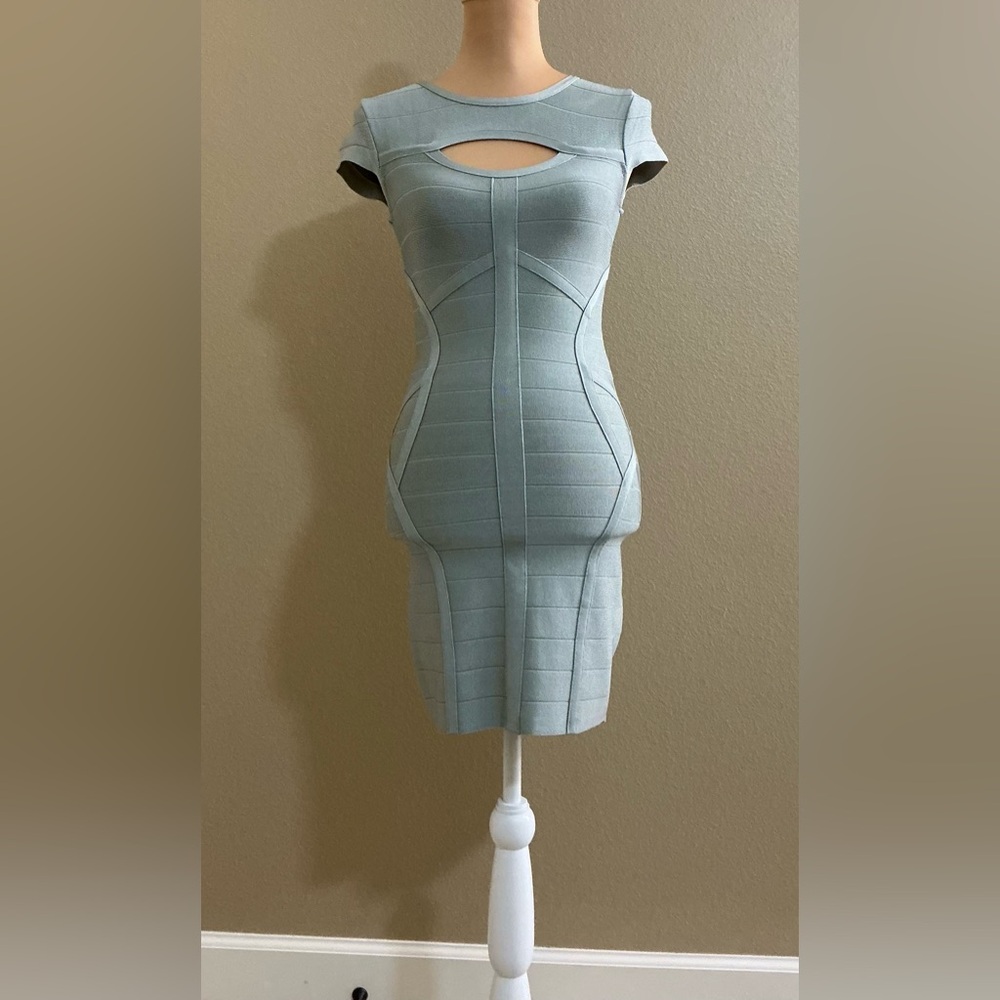 bebe Light Gray Bandage Mini Dress